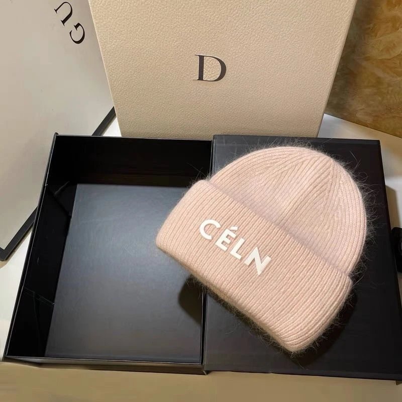 New CL Rabbit Fur Hat Women Autumn Winter Versatile Beanie Warm Pullover Ear Protection Cold Hat