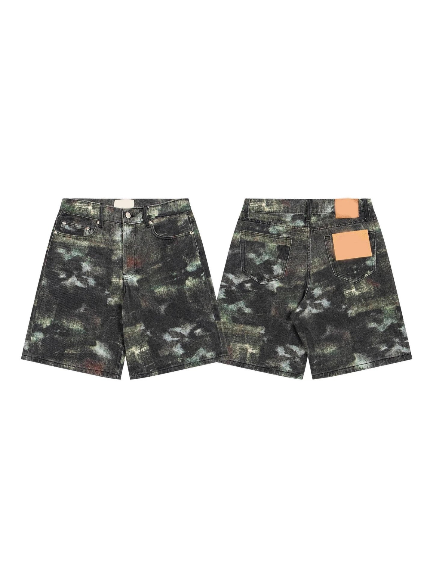 FW24 BIG OL' JEAN STENPAT CAMO Multi-Pocket Loose Badge Casual Denim Shorts