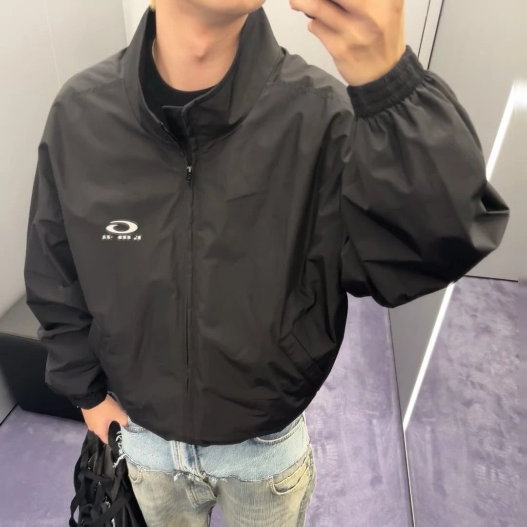 Balenciaga Classic Letter Logo Embroidery Nylon High Neck Sport Windbreaker Jacket
