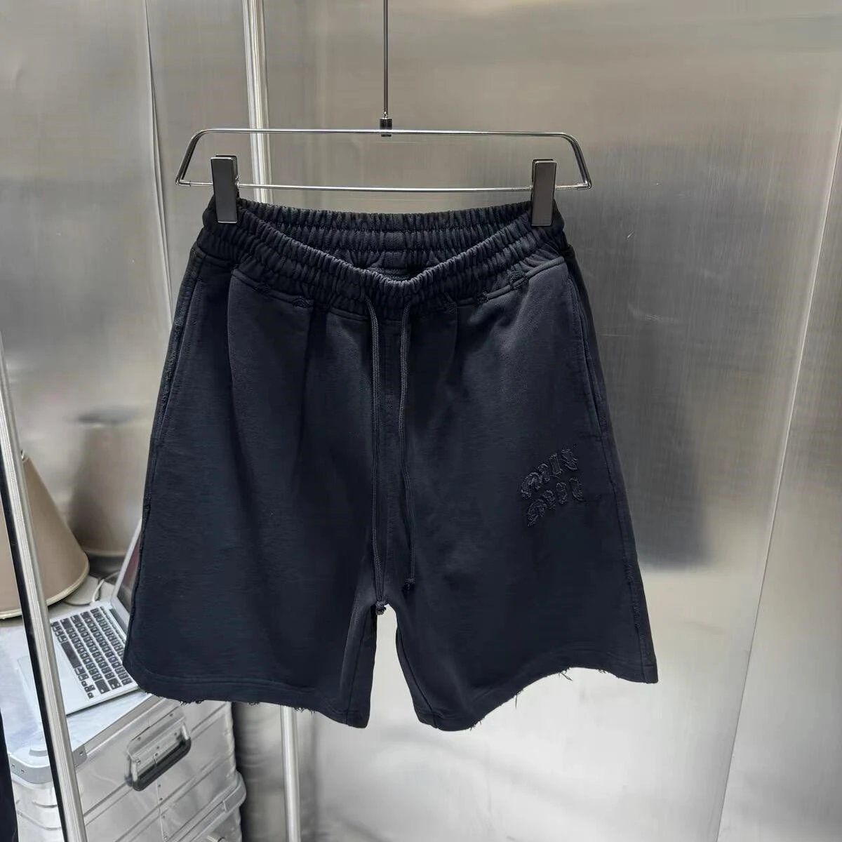 Miu Miu Retro Heavy Duty Destroyed Patch Embroidery Casual Sports Shorts