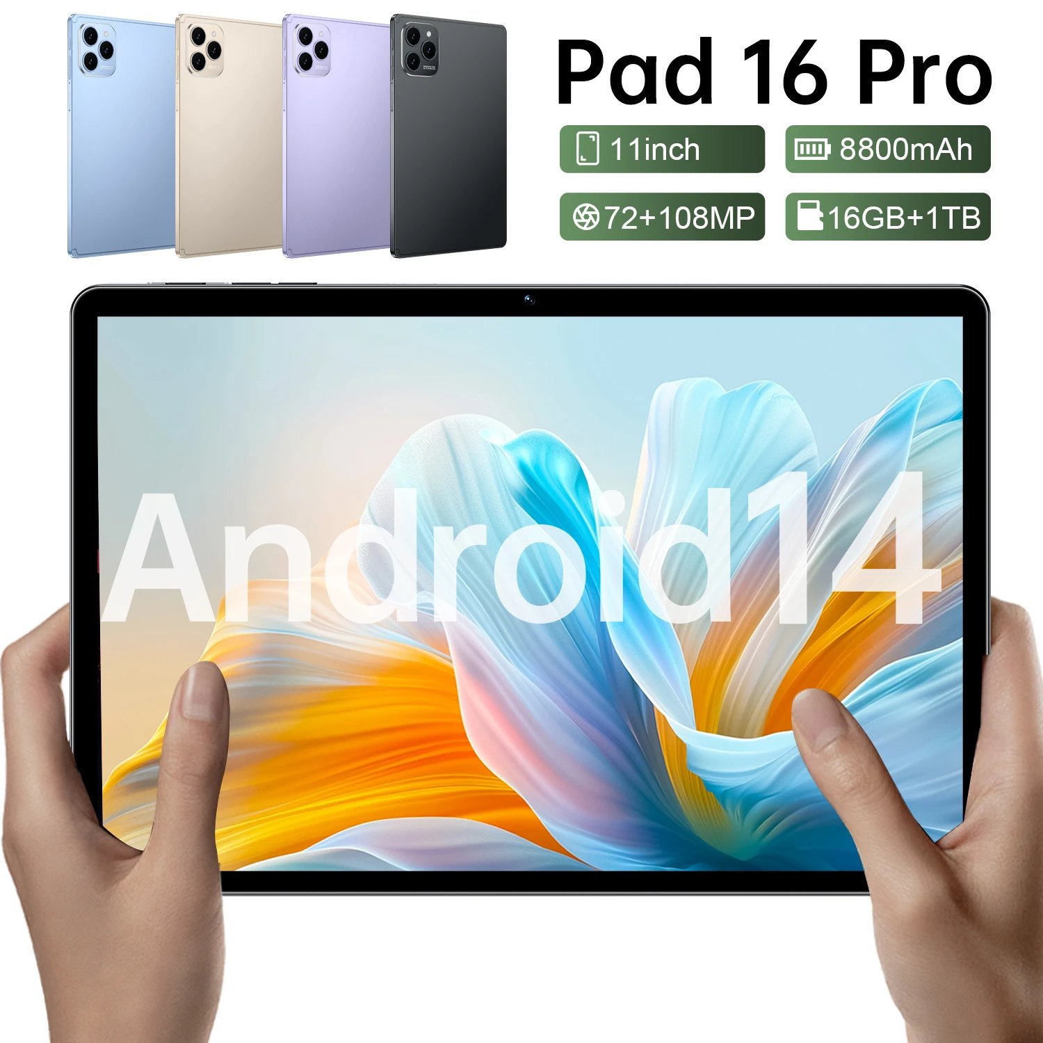 Hot Seller Pad 16 Pro Tablet 16+1TB Large Screen 11 Inch Android 10 5G Smart Learning Machine