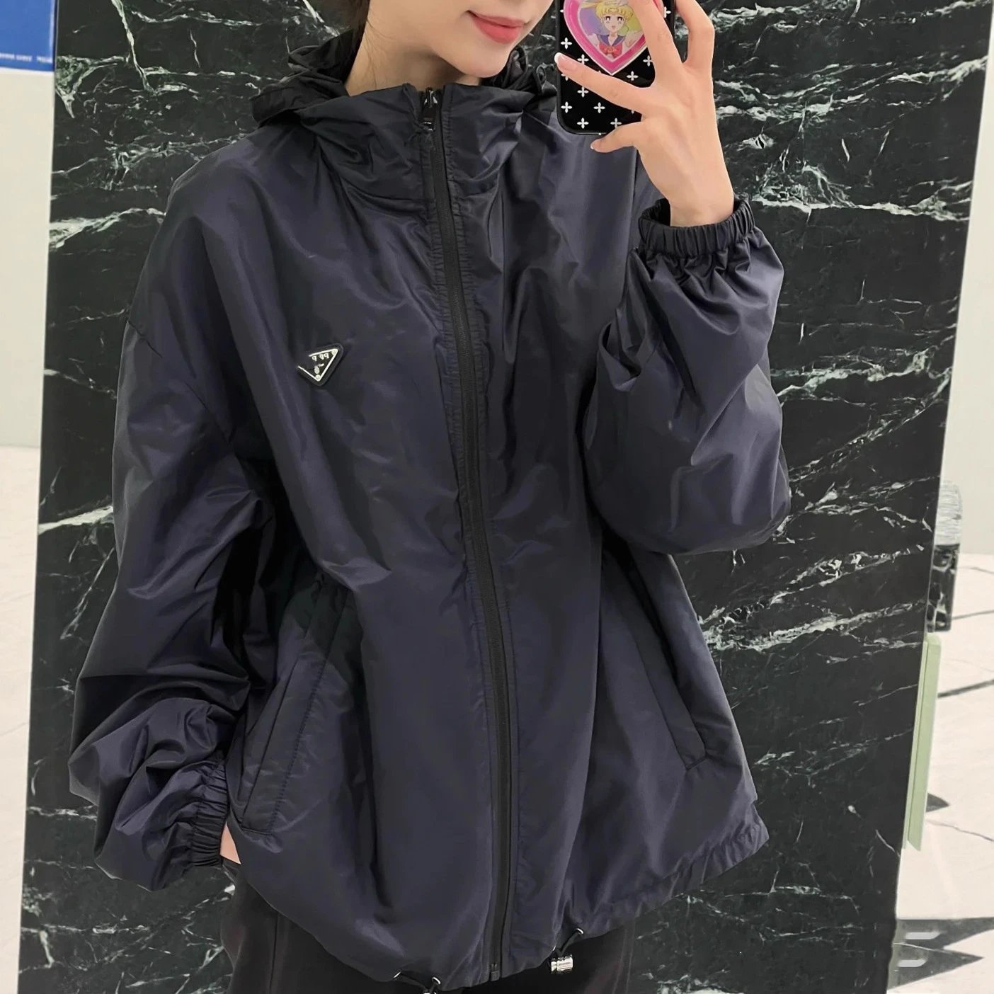 Prada Double-sided Color Block Nylon Logo Windbreaker Jacket Unisex