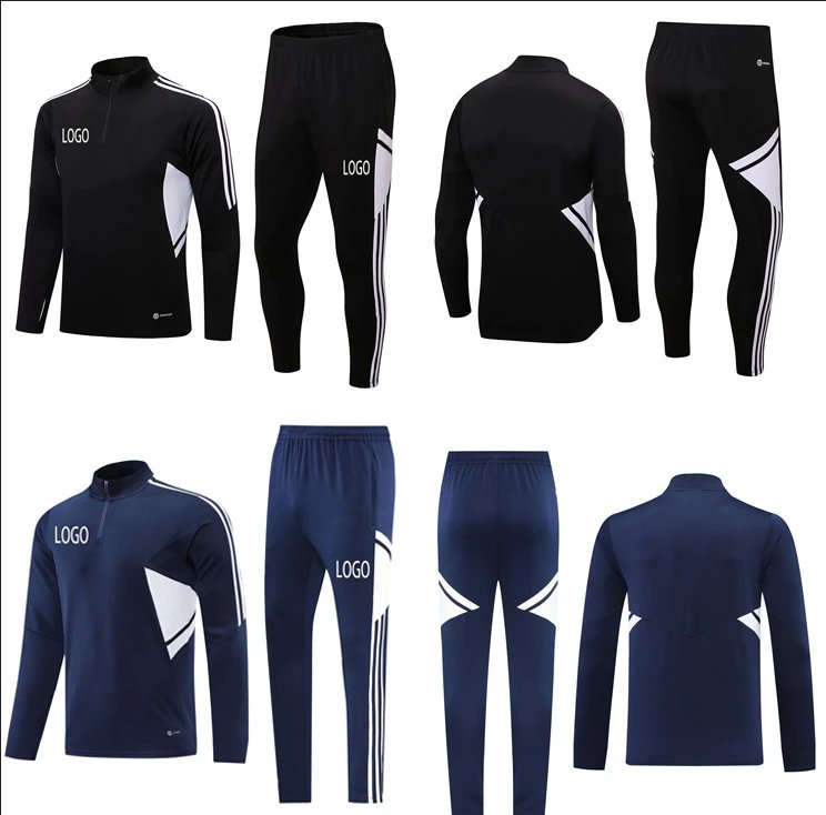 Football Jersey Half Zip Long Sleeve Training Suit Track Training Breathable Casual Sport Breathable Set