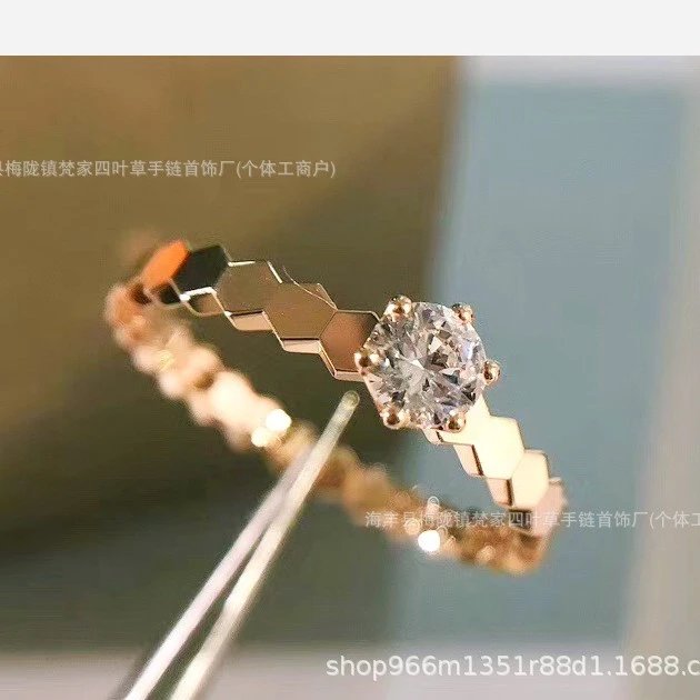 Honeycomb Love Nest Fashion Plated 18K Gold Ring, Diamond Single Diamond Polished Diamond Ring, Engagement Lover Gift Jewelry