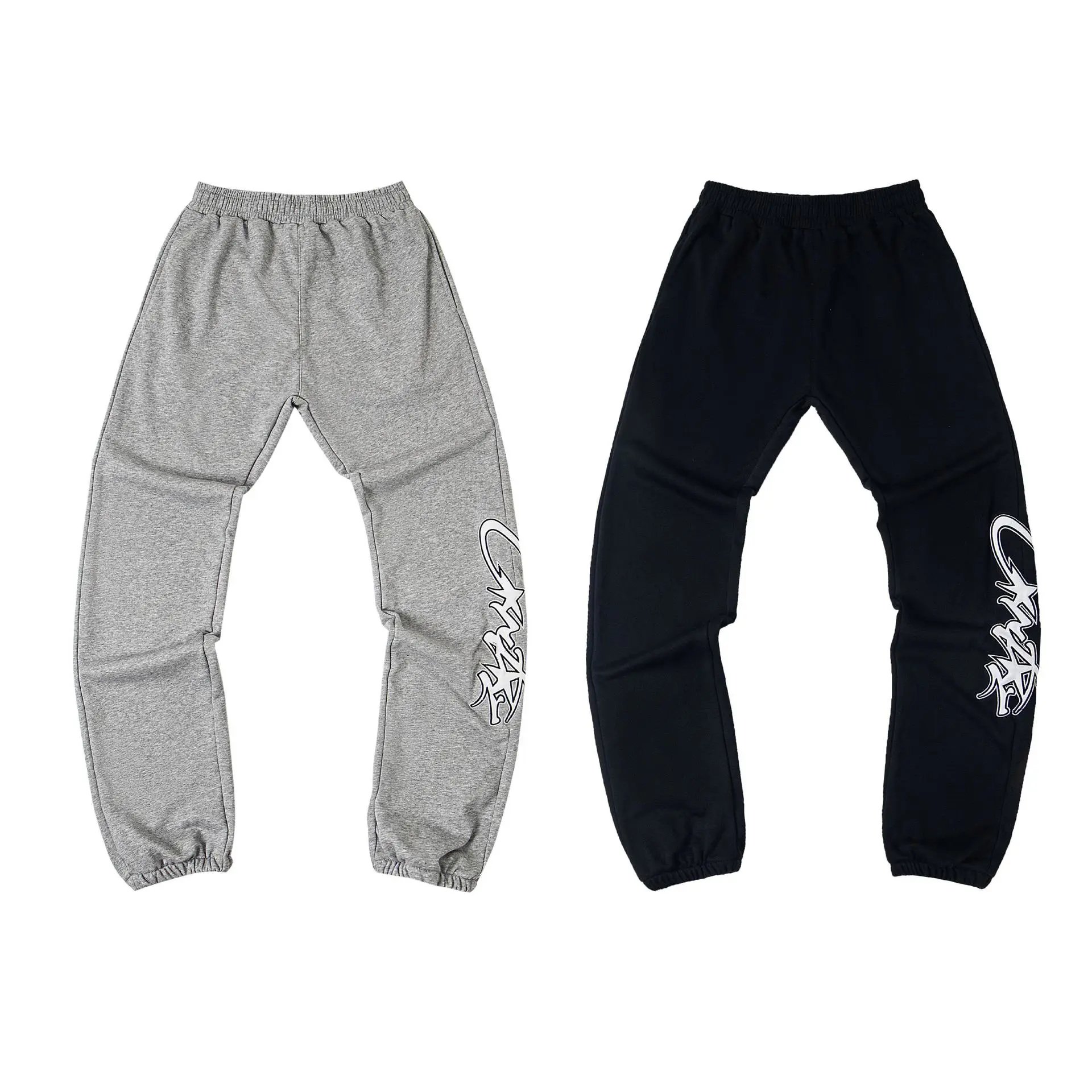 Alcatraz Letter Embroidery Pants Hip Hop Punk Unisex Elastic Waist Loose Pants