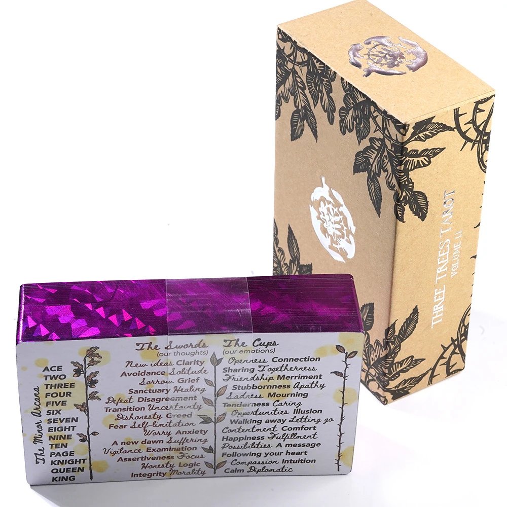 Three Trees Tarot Full English Silver Foil Gift Box Edition Laser Gold Foil Tarot Cards