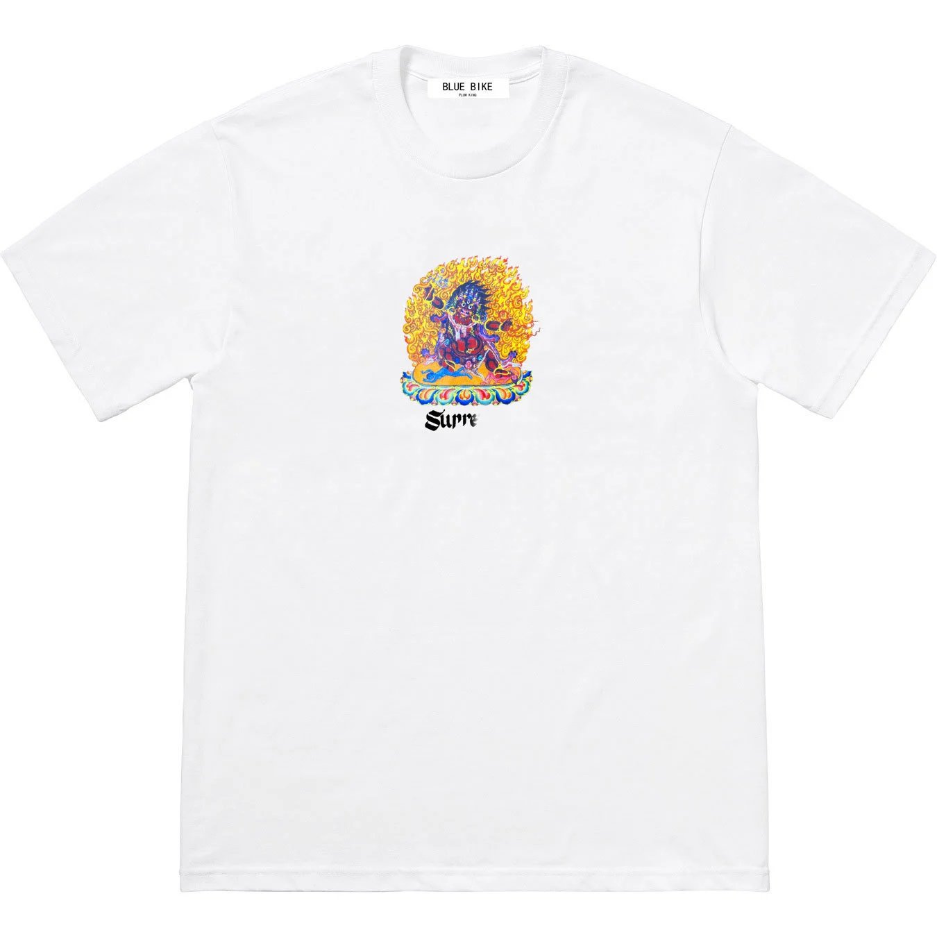 Person Tee Fire God Lion Head Sanskrit Letter Logo Short Sleeve Round Neck T-shirt Unisex