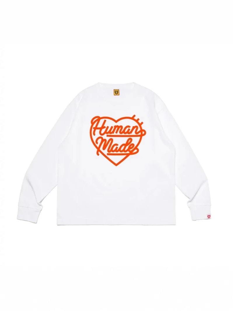 Retro Human Heart Print Long Sleeve T-shirt Ins Unisex Spring Autumn Top Couples