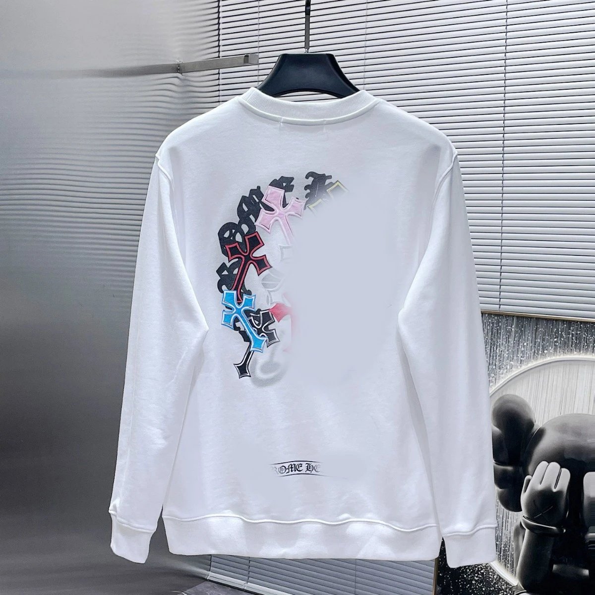 Chrome Hearts Sanskrit Rainbow Cross Foam Round Neck Hoodie Pullover Couple Style Versatile Unisex