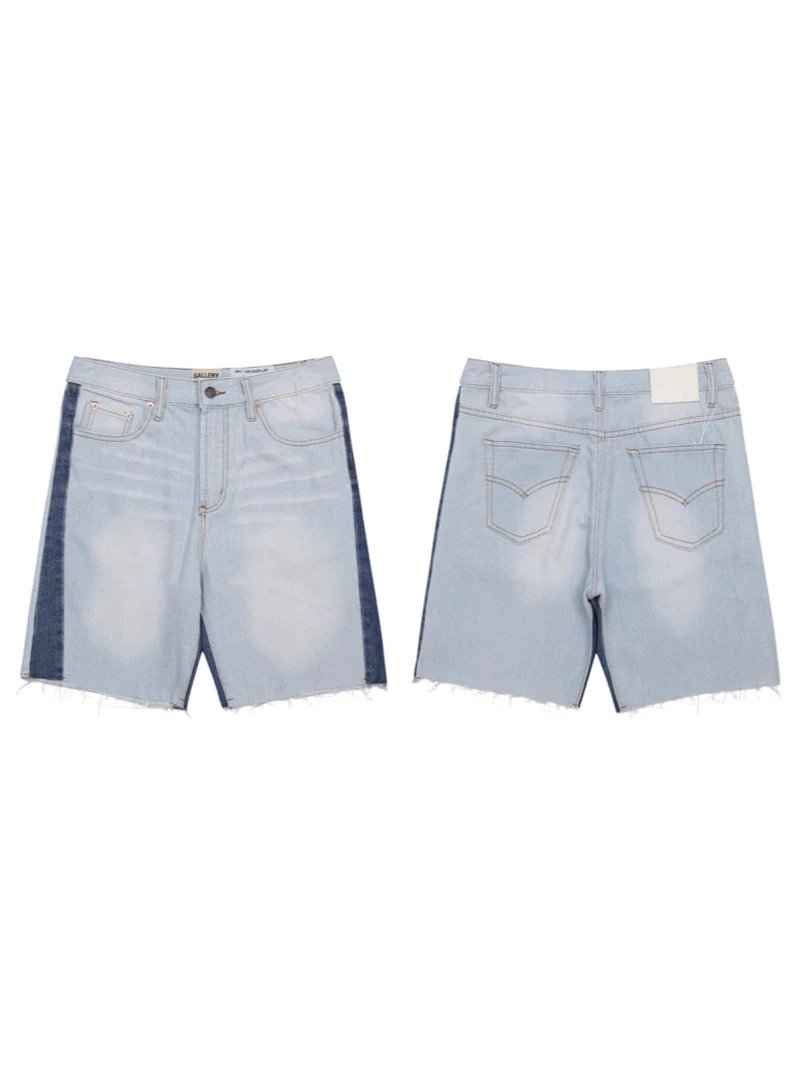 Gallery Dept Washed Light Blue Patchwork Denim Shorts