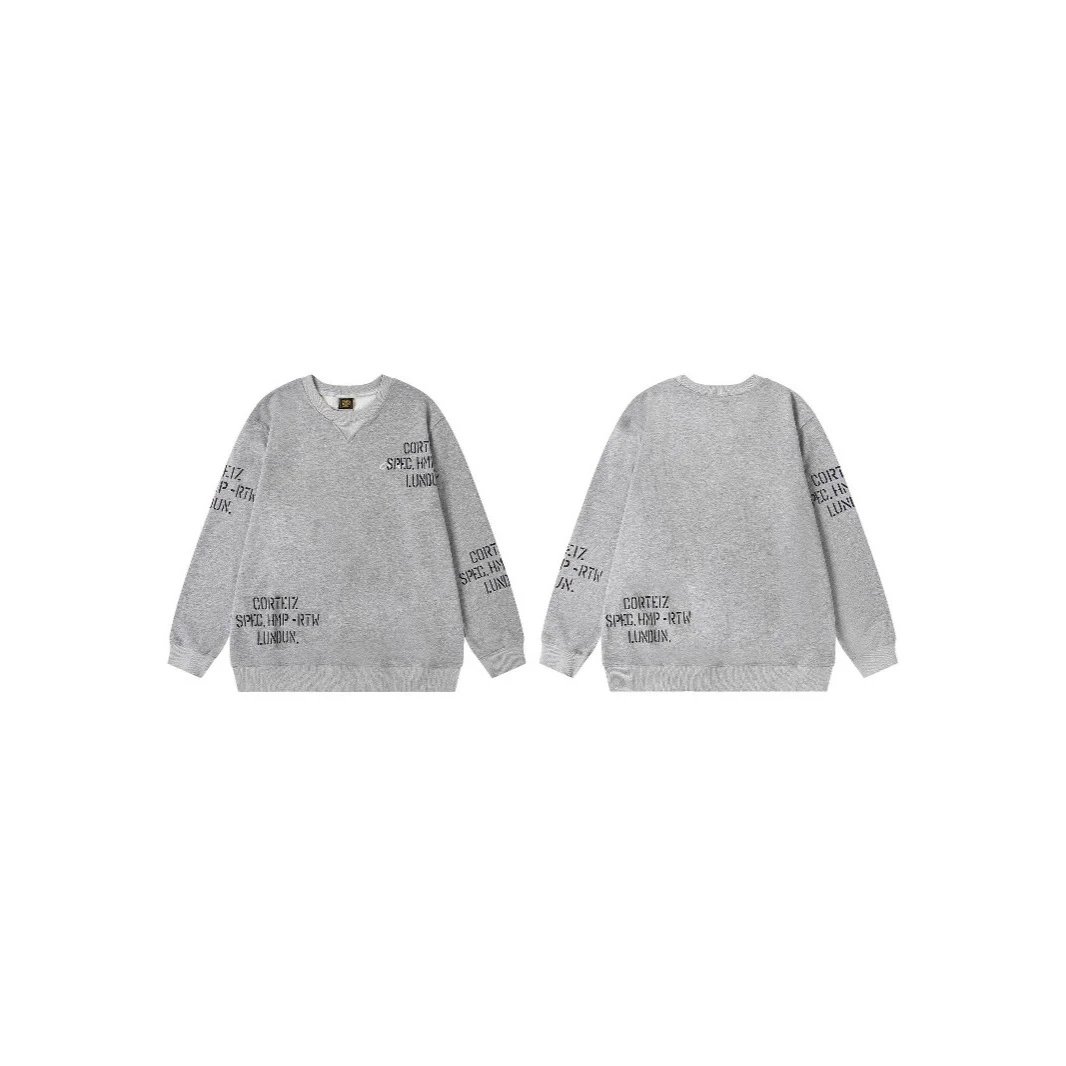 Alcatraz English Letter Pattern Pullover Round Neck Hoodie Loose Casual Couple Outfit