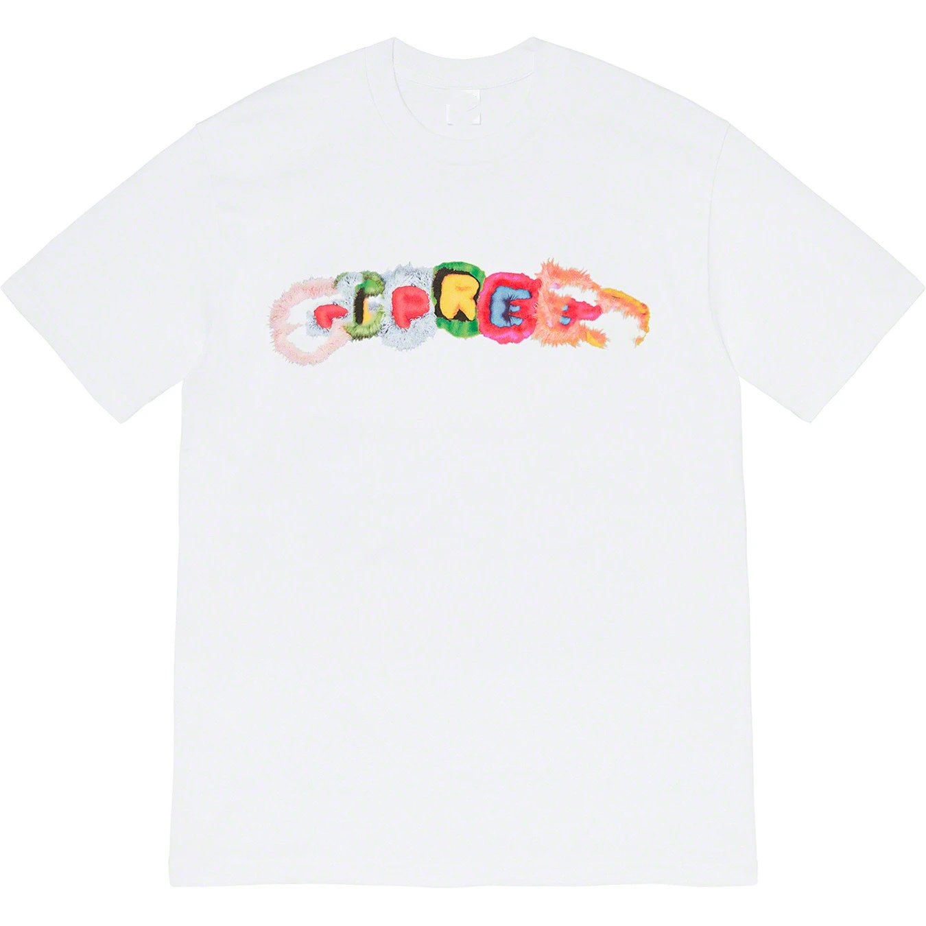 19FW Pillows Tee Fluffy Rainbow Pillow Letter Logo Short Sleeve T-shirt Pure Cotton Couples