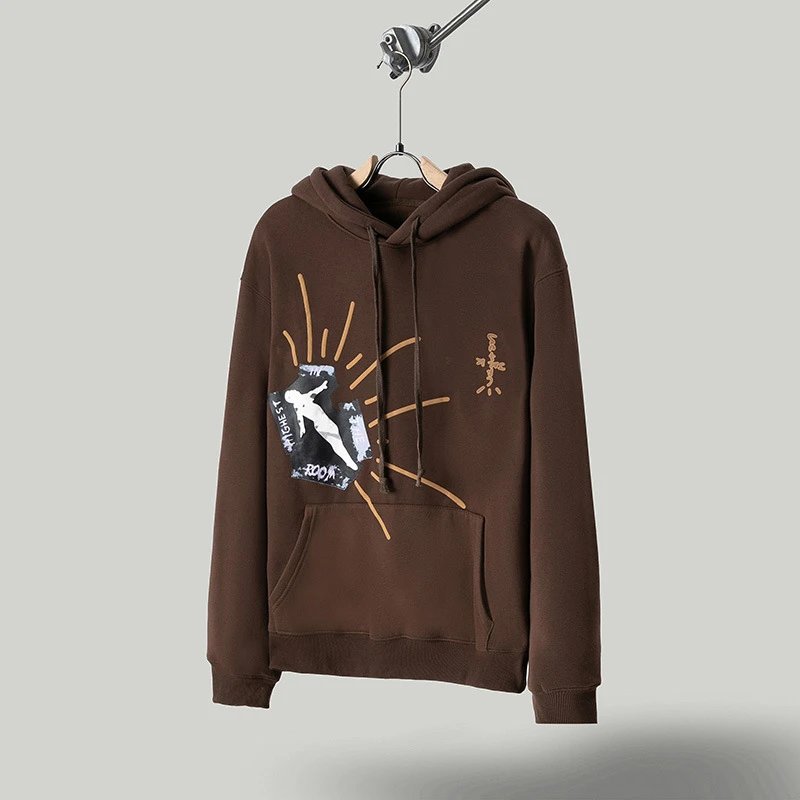 Travis Scott TS album limited edition ladder foam print fleece-lined hooded sweatshirt men's and women's couple style