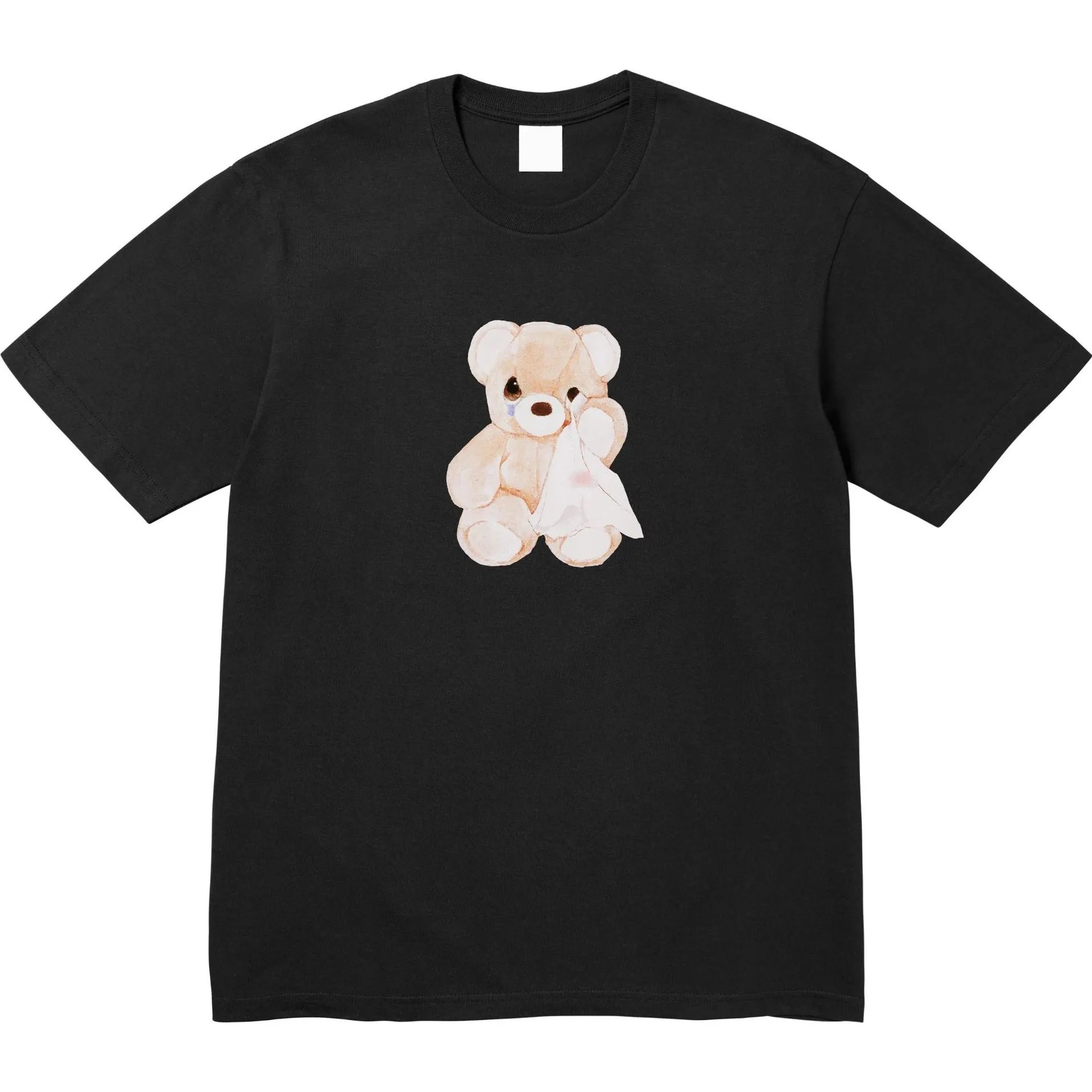 SS25 Bear Tee Doll Crying Bear Print Short Sleeve Pure Cotton T-shirt Unisex