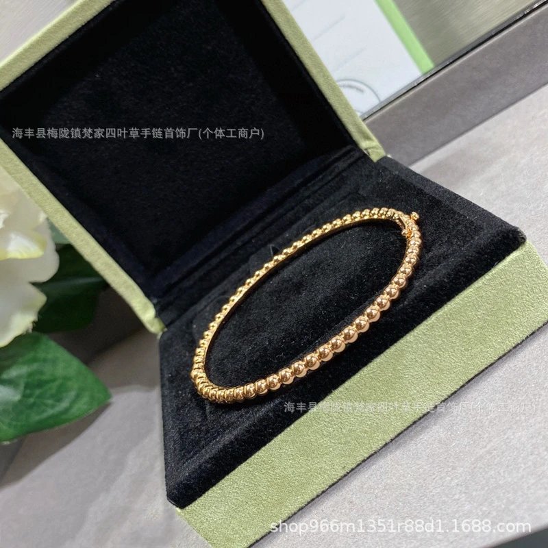 Van Gogh CNC Bead Bracelet for Women, Plated 18K Gold Ball Rolling Craft Beaded Edge Bracelet, Precision Work