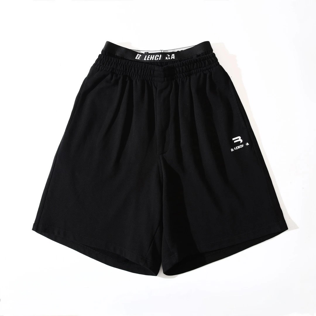 25ss New Balenciaga Fake Two-Piece Double Waist Underwear Patch Embroidery Shorts