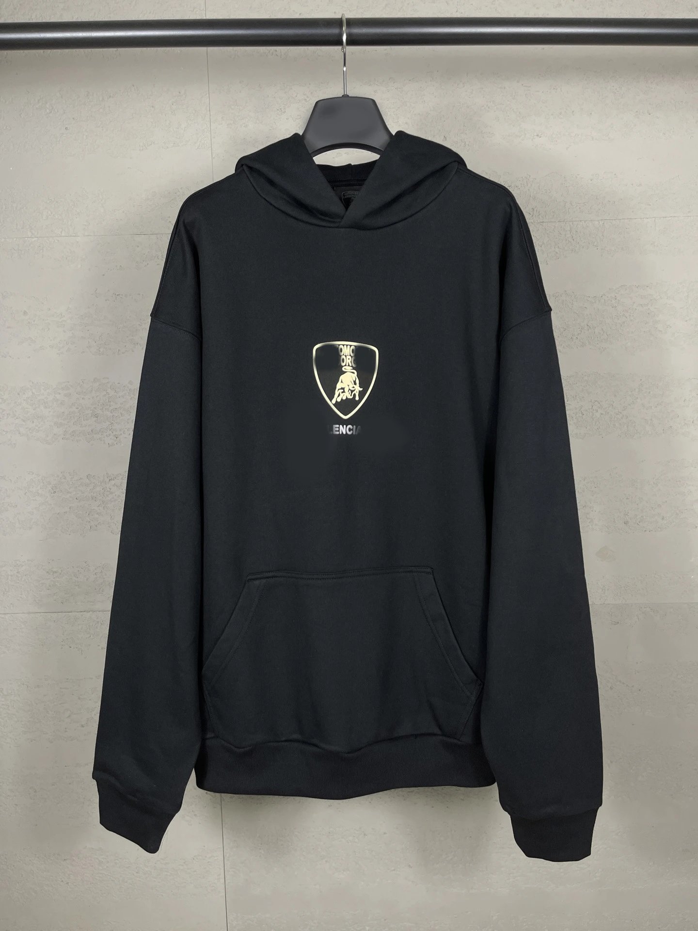 Balenciaga x Lamborghini Front Pattern LOGO Print Hoodie Pullover Short Sleeve Hooded Sweatshirt Unisex