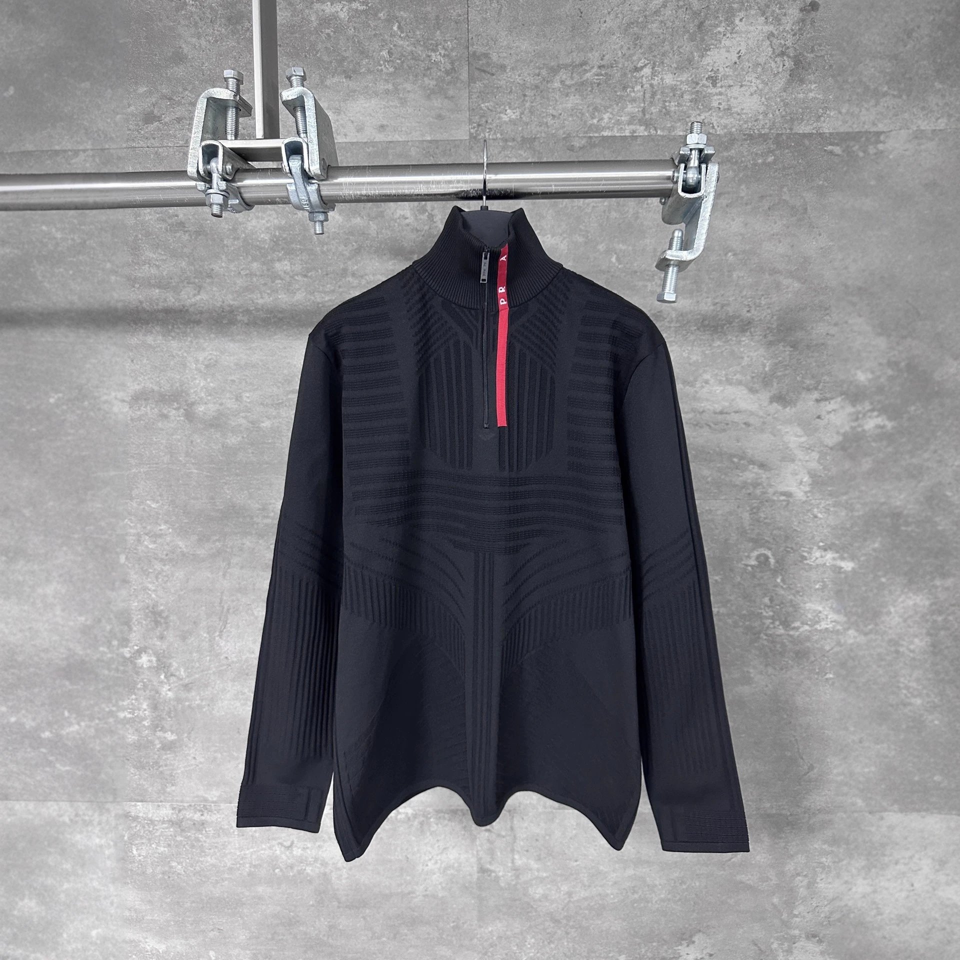 2025 New Prada Striped Cycling Top Long Sleeve Knit Hoodie Unisex