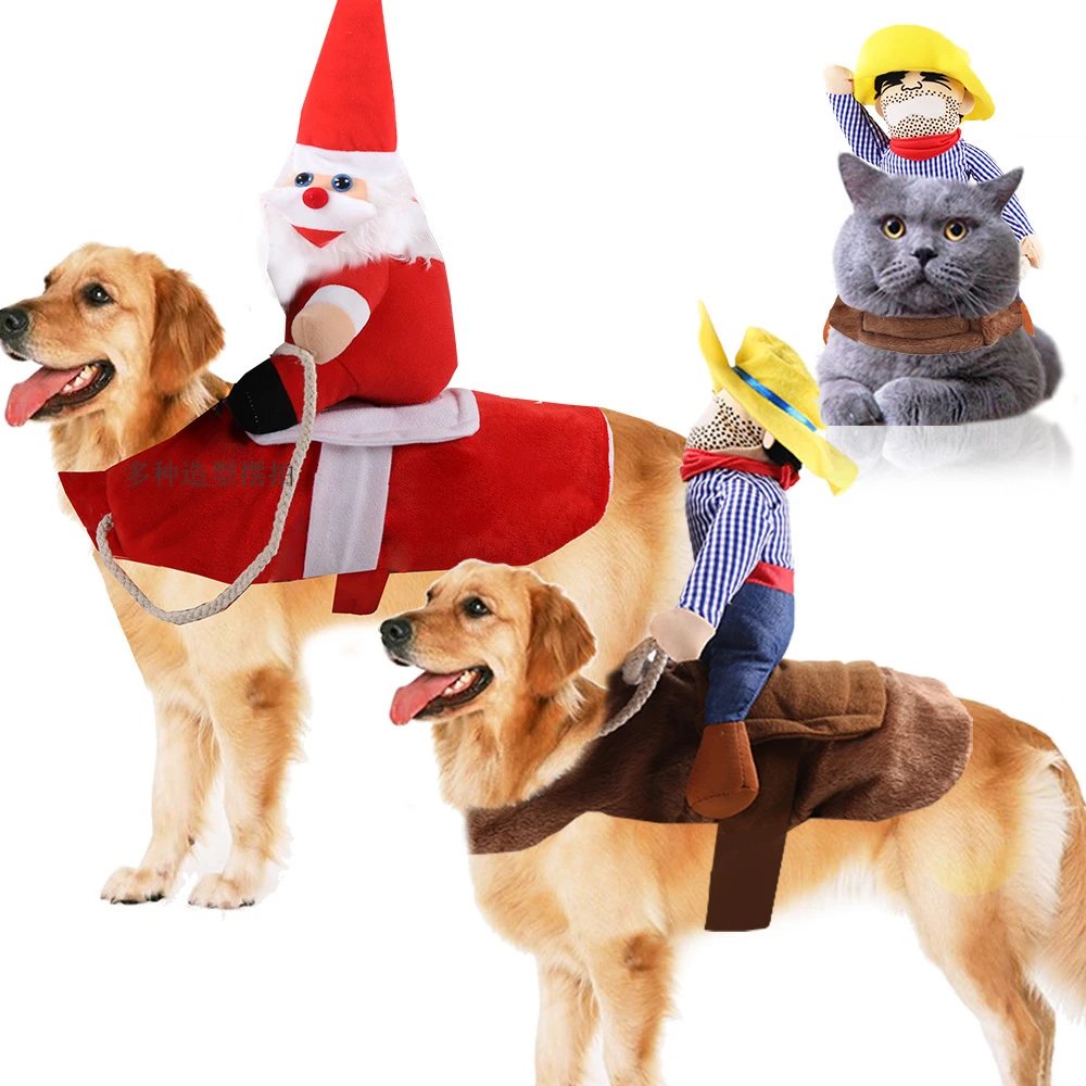 Large Dog Clothing Cat Pet Supplies Riding Outfit Santa Claus Dog Clothing Funny Cat Halloween Transformation Outfit
