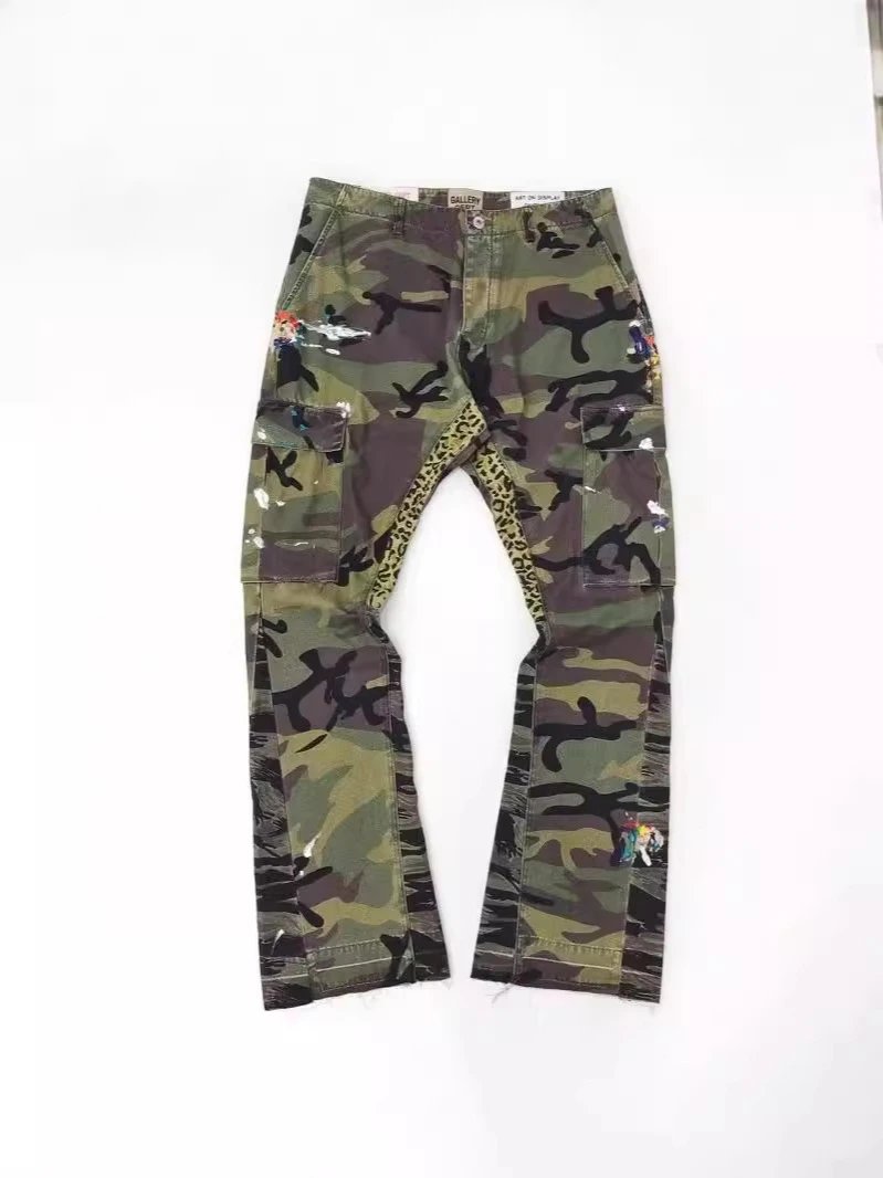 Gallery Dept Green Camo Splatter Patchwork Flared Cargo Pants