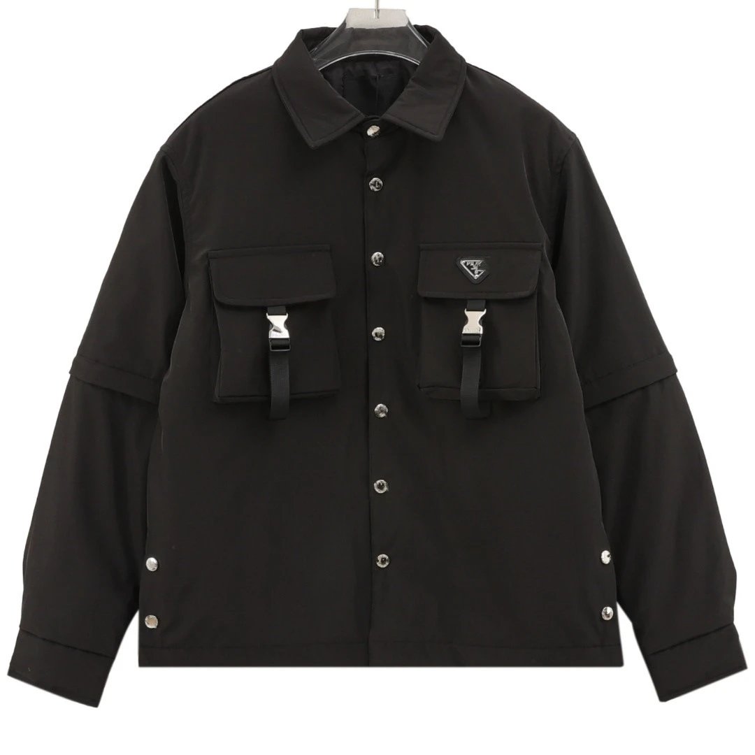 Prada Bermuda Nylon Work Lapel Quilted Lapel Quilted Jacket
