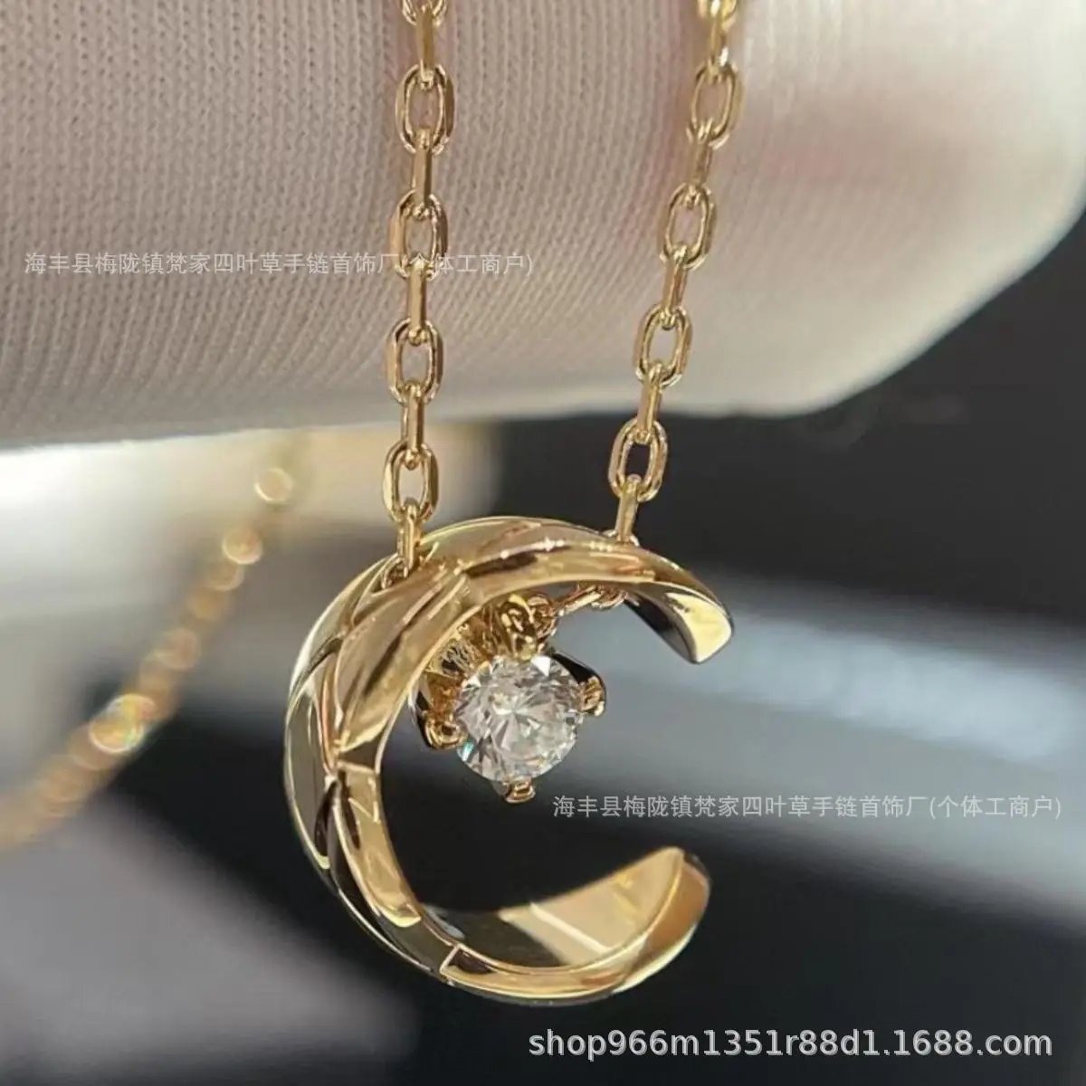 Chanel Sailor Moon Necklace for Women, Quilted Pattern Diamond-studded Chanel-inspired Style Plated 18k Rose Gold Luxury Sweater Chain Pendant