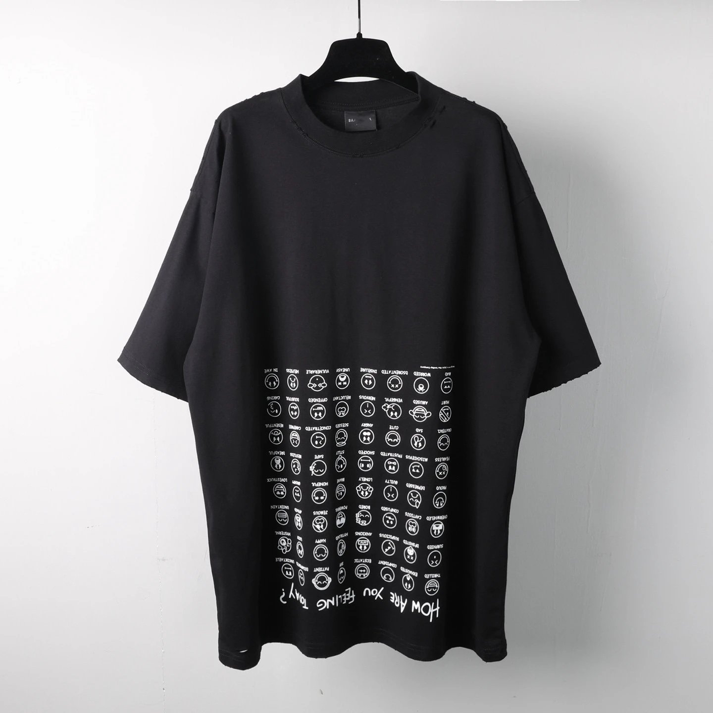 2025 New Balenciaga Emoji Print Unisex Small Neckline Short Sleeve T-shirt