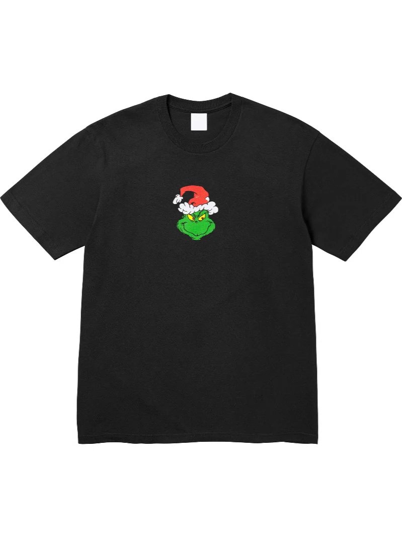 FW24 GrinChrome Hearts Tee Grinch Print Pattern Round Neck Short Sleeve T-shirt Pure Cotton Unisex