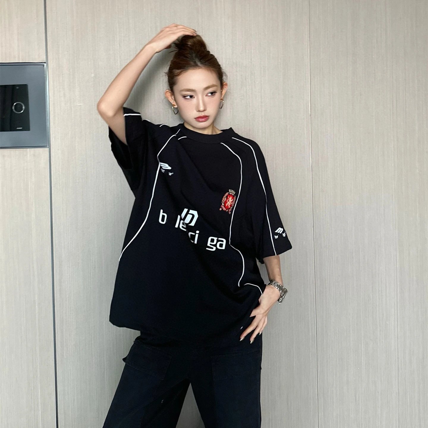 Balenciaga Football Series Collaboration Manchester United Embroidery Unisex Cotton Jersey Short Sleeve T-shirt
