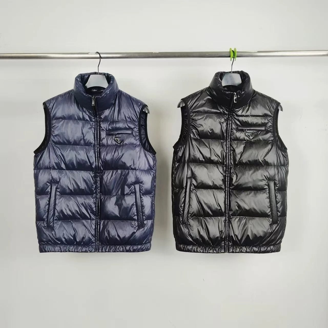 Prada Triangle Logo 90% White Duck Down Vest for Men and Women