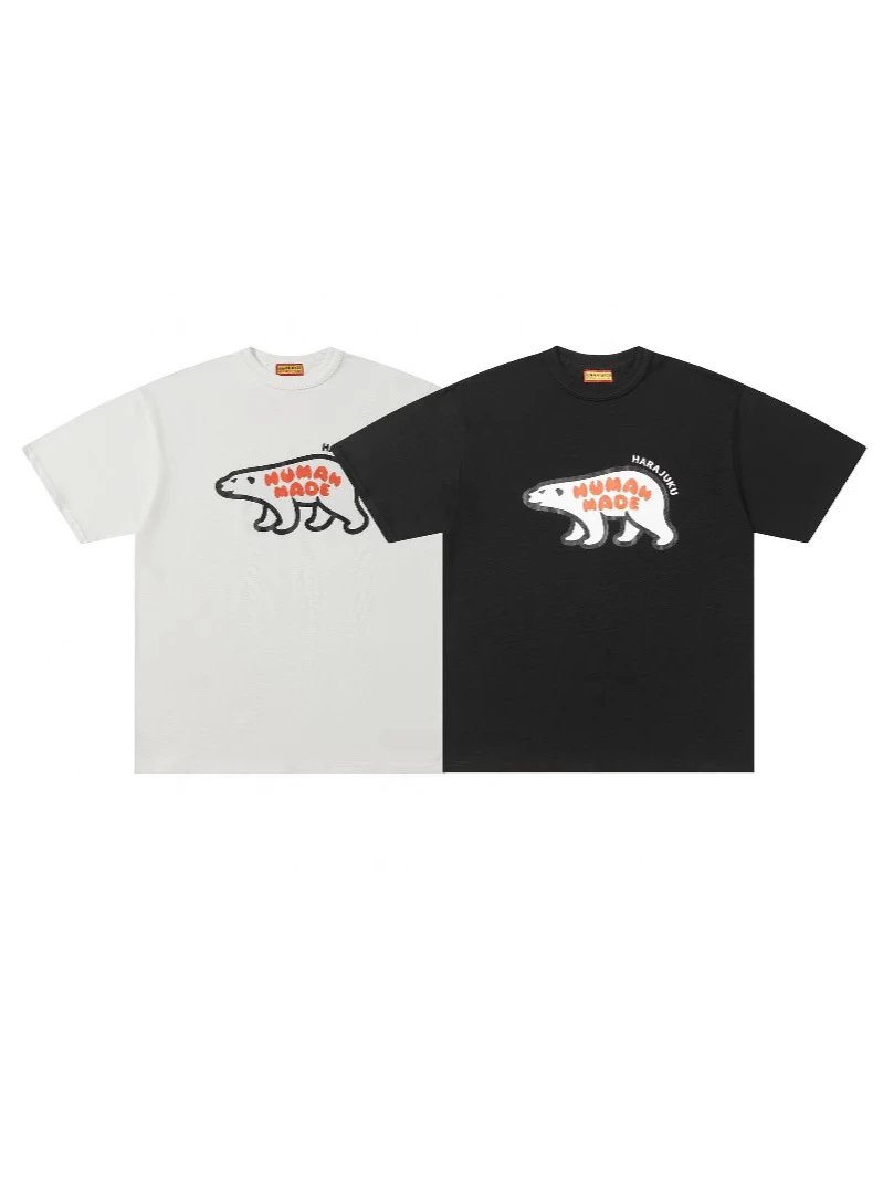 Human Made Polar Bear Animal Pattern Short Sleeve T-shirt Loose Unisex Couples