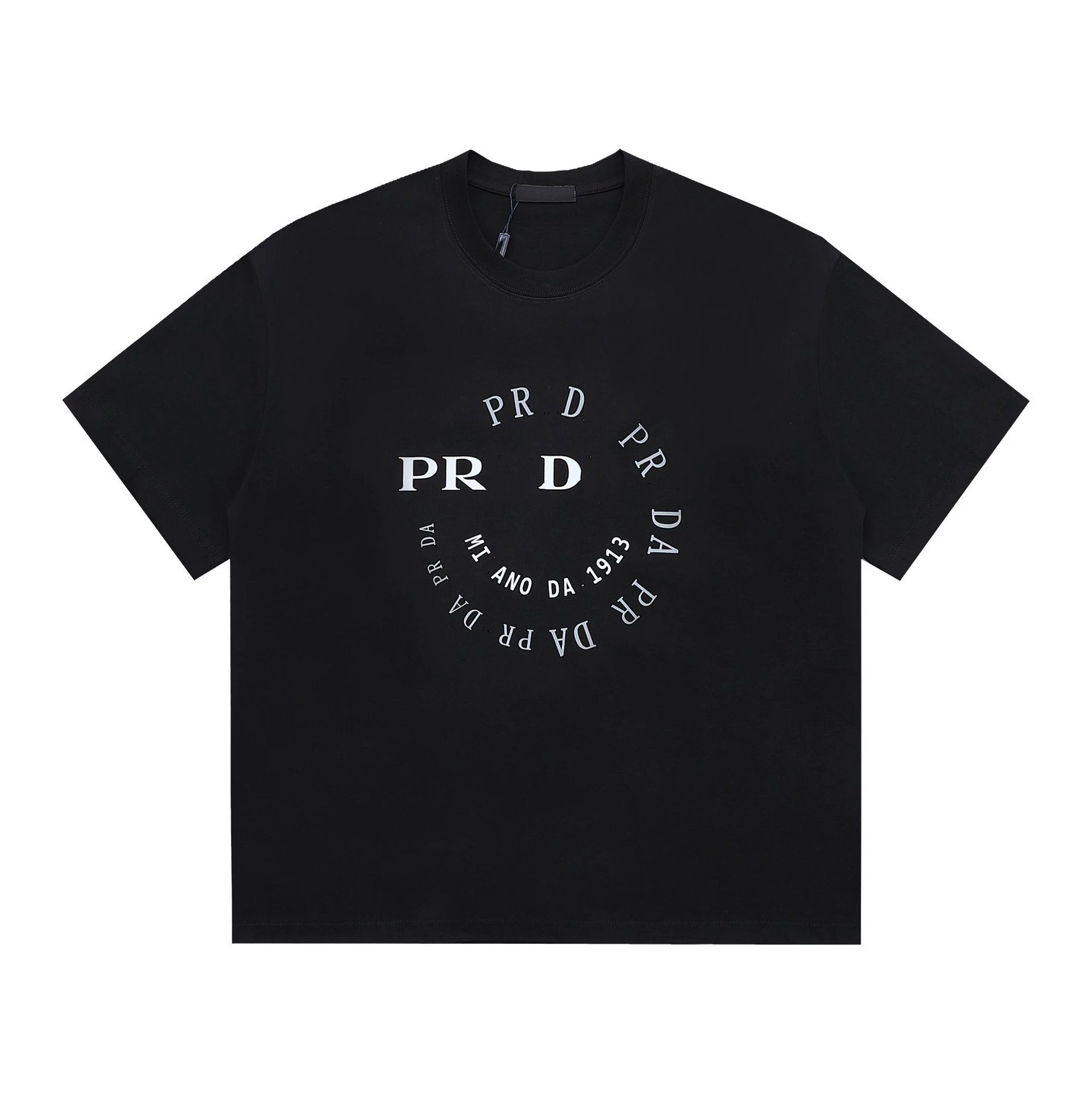 Prada New Minimalist Letter Print Round Neck Short Sleeve T-shirt Unisex