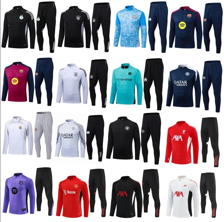 Real Madrid Football Training Jersey Marseille France Brazil Barcelona Germany balenciaga Algeria Long Sleeve Set