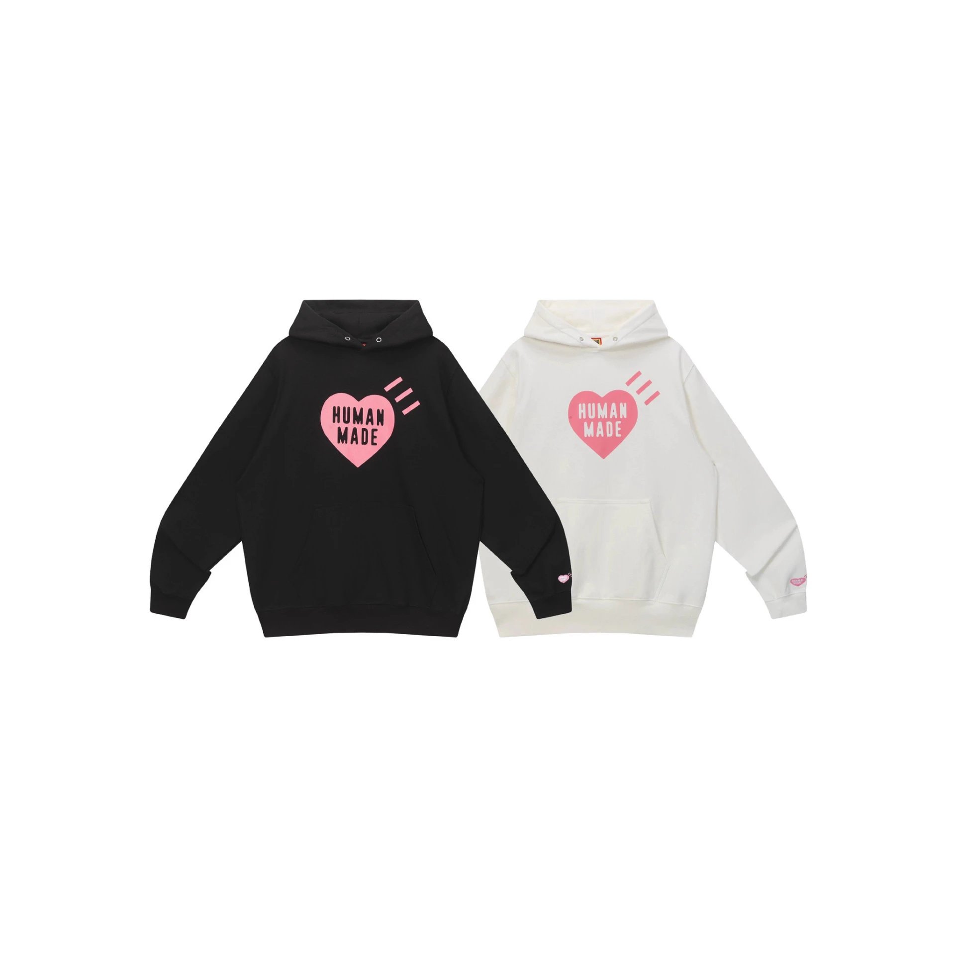 Human Made Pink Heart Pattern Pullover Hoodie Loose Casual Couple Outfit