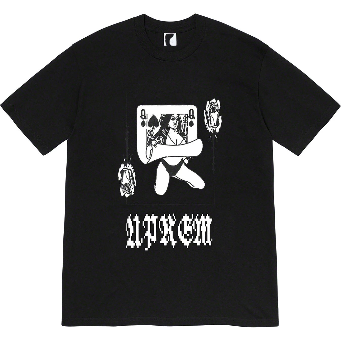 19FW QUEEN TEE Playing Card Queen Print Pure Cotton Short Sleeve Unisex Round Neck T-shirt Couples