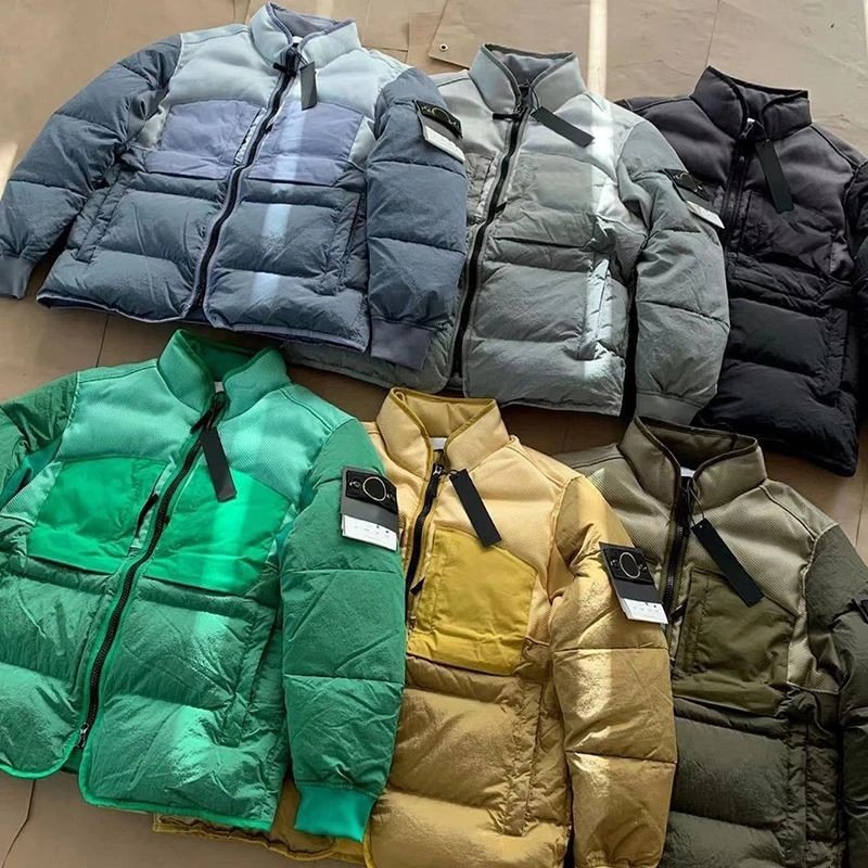 Stone Island Cotton Jacket Unisex Outerwear Stand Collar Men's Autumn Winter Couple Color Block Street Style Thick Warm Jacket