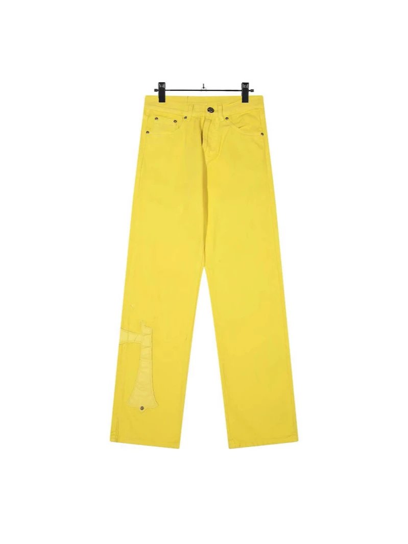 Chrome Hearts New York Limited Large Leather Label Dopamine Yellow Jeans
