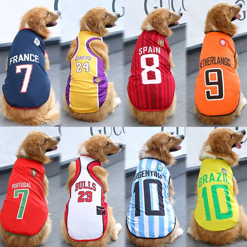 Spring Summer Large Small Medium Dog Golden Retriever Dog Apparel Cat Clothing Pet Cat Vest World Cup Dog Clothing Supplies