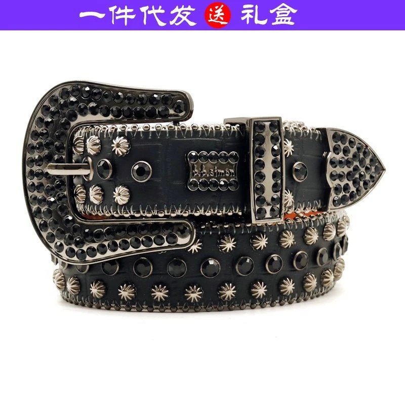 Rhinestone Belt for Men Women Western Cowboy Cowgirl Bling Studded Leather Belt for Jeans Pants
