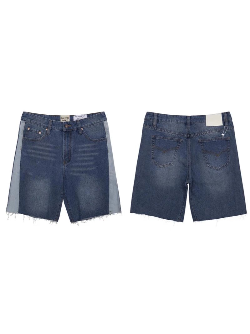 Gallery Dept Washed Dark Blue Patchwork Denim Shorts