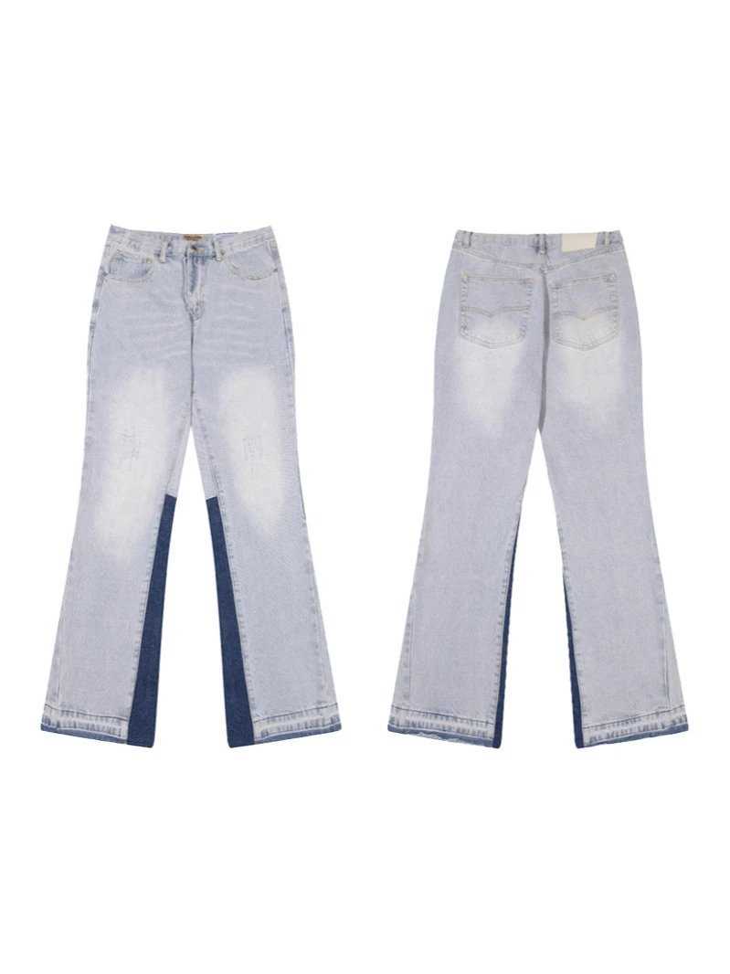 Gallery Dept New Basic Washed Flared Light Blue Patchwork Jeans Unisex