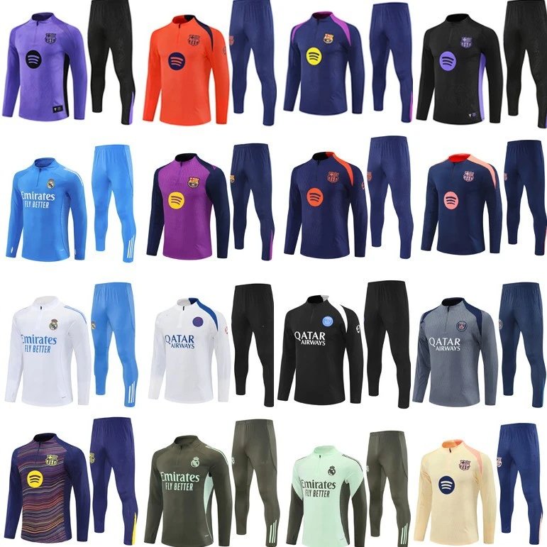 balenciaga Half Zip Player Version Football Training Jersey Real Madrid Barcelona AC Chelsea Arsenal Adult Set Jersey