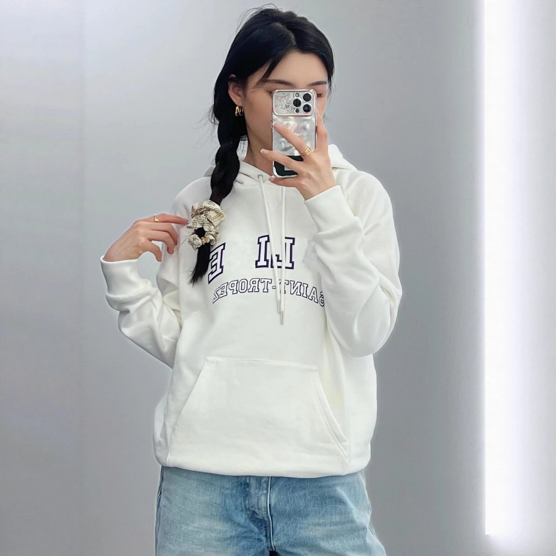 2025 new style CELINE women's resort style sport casual hooded terry sweatshirt hoodie