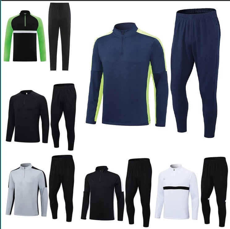 Football Jersey Autumn Training Suit Half Zip Long Sleeve Training Suit Track Suit Set Breathable Jersey
