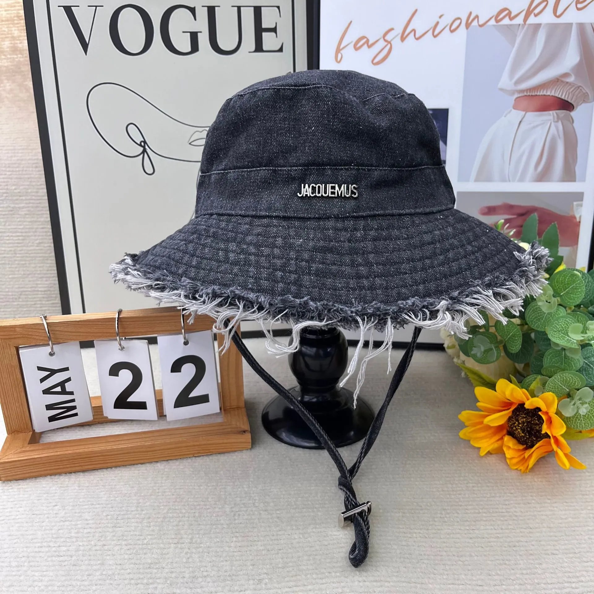 New Frayed Denim Wide Brim Bucket Hat Women Spring Summer JA Brand Versatile Casual Bestseller Sun Protection Hat