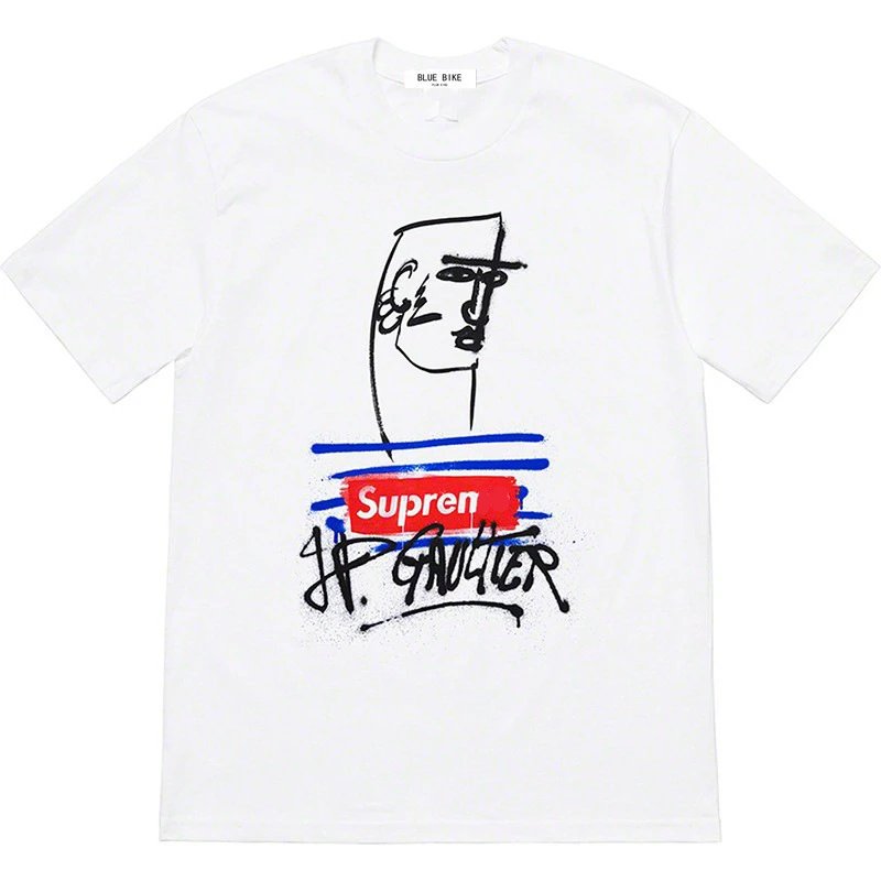 21SS19 x Jean Paul Gaultier Tee White Collaboration Graffiti Short Sleeve T-shirt Unisex