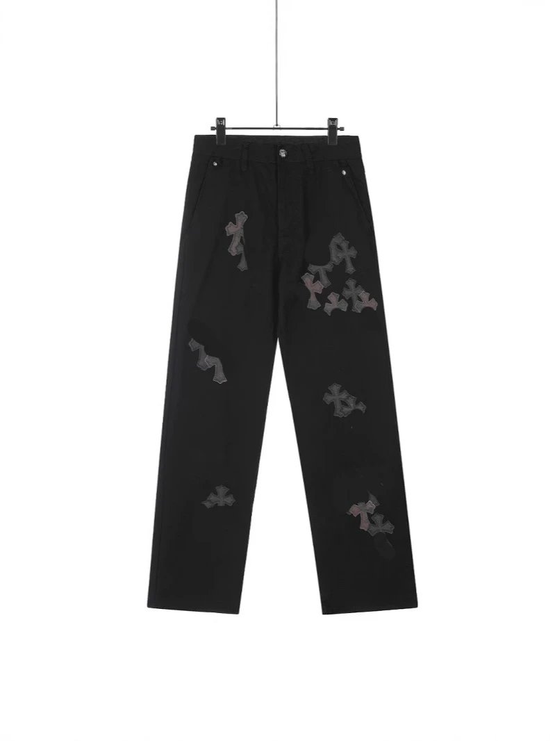 2024 New Chrome Hearts Multi Camo Cross Patch Straight Denim Jeans Unisex