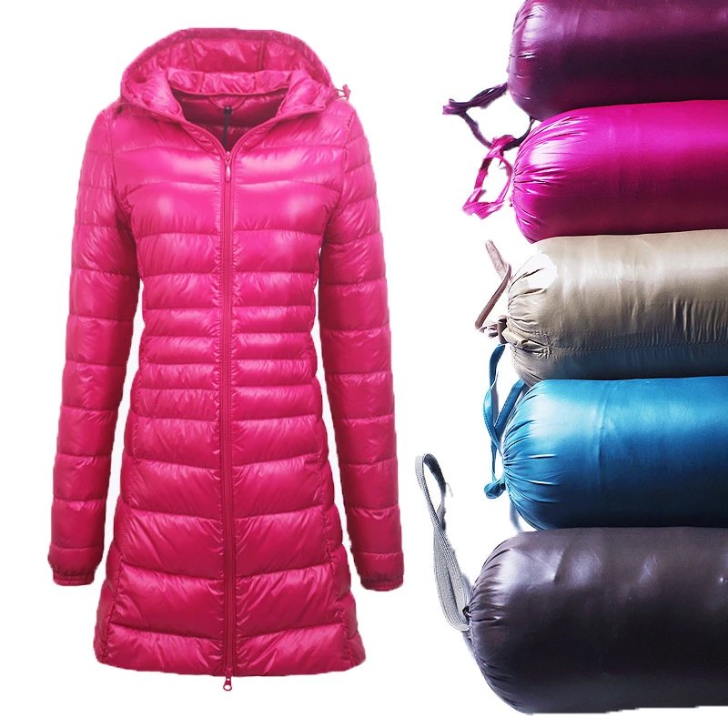 Women's Wear Autumn Winter Hooded Down Jacket Plus Size Lightweight Slim Fit Medium Long Women's Outerwear