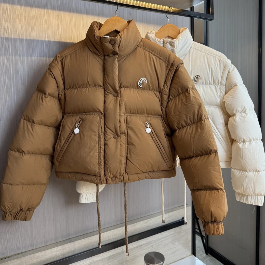 Moncler Style Maillard Color Slim Fit Medium Weight Detachable Vest Women's Down Jacket