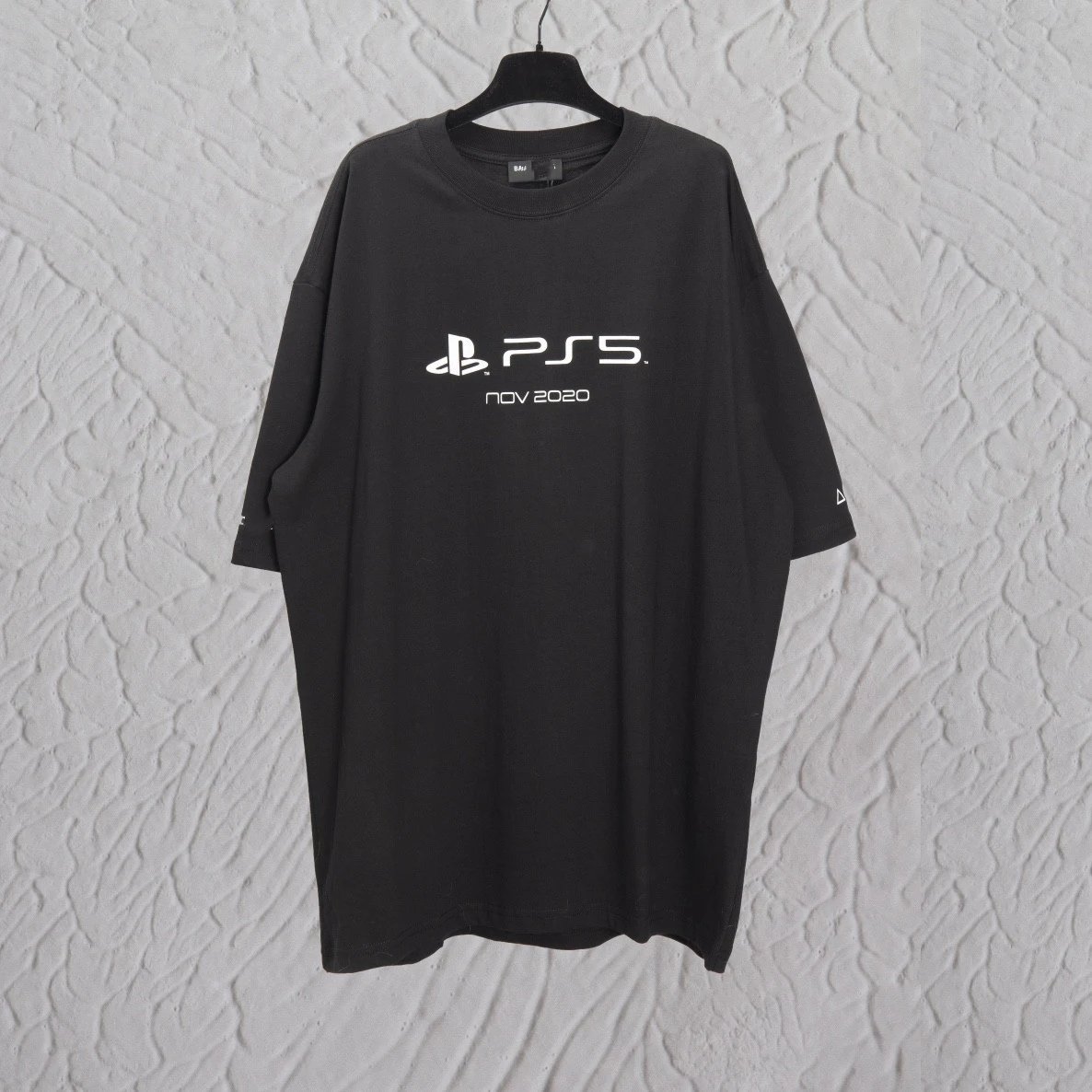 2025 New Balenciaga PS5 Collaboration LOGO Print Unisex Small Neckline Short Sleeve